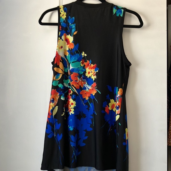 Women’s Apt 9 Black Tank Top with Multicolor Floral Pattern - Picture 2 of 4